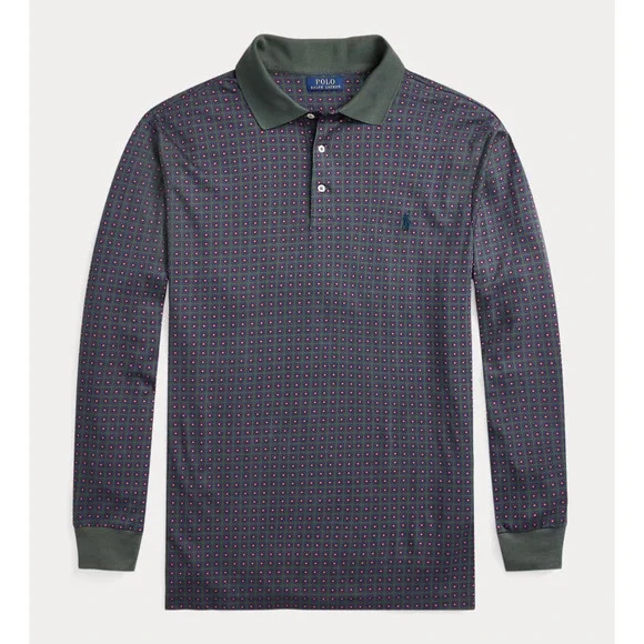 *Flawed Polo Ralph Lauren Soft Cotton Long Sleeve Polo Shirt Geometric Men's 2XB - Picture 10 of 11